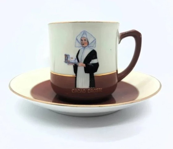 Image 1 of Set vintage del 1935 composto da brocca, tazza e piattino per cioccolata calda Droste.
