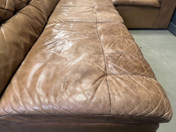 Image 1 of Divano modulare vintage in pelle marrone di Laauser, anni '60