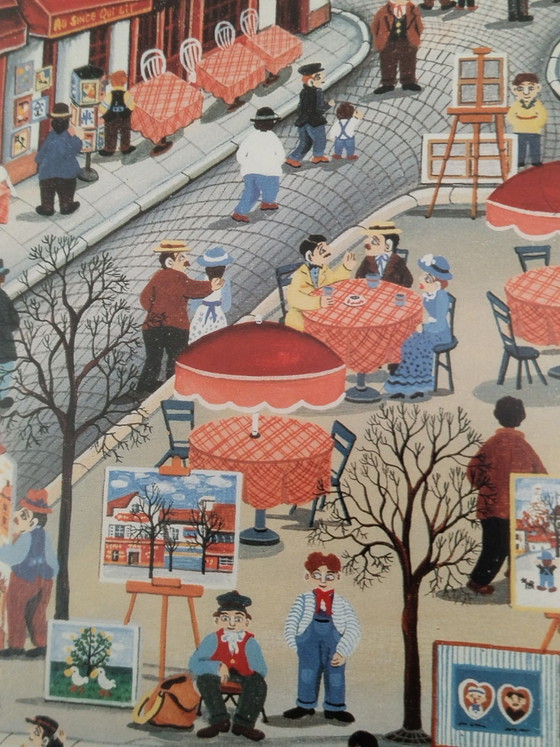 Litografia incorniciata Montmartre - Bin Kashiwa (, Arte, Vetro, Carta, Marrone (foto 6 di 10)