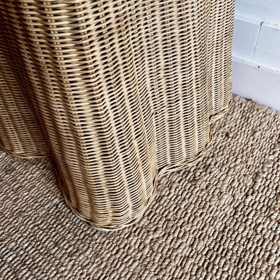 Image 1 of Rieten rotan Trompe L'oeil gedrapeerde consoletafel