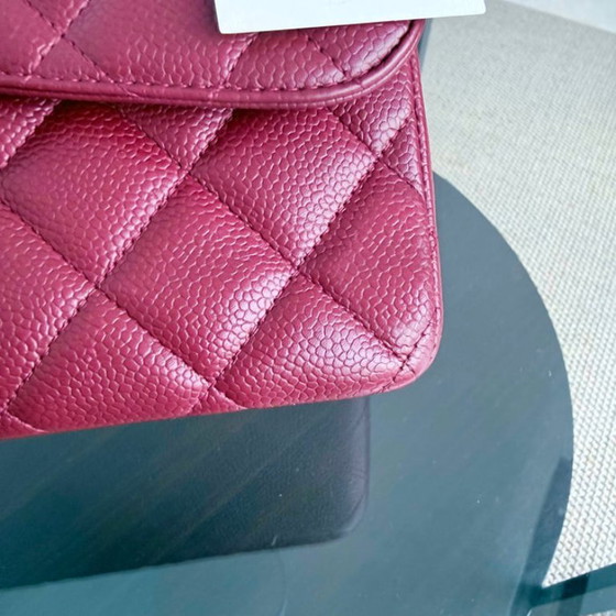 Image 1 of Borsa Chanel Classic Flap Jumbo - Caviar 30CM Single Flap Trapuntata Borgogna Rosso Scuro Finiture Oro Serie 13