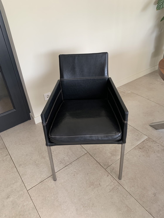 Image 1 of 6 sillas de comedor KFF Texas de cuero negro