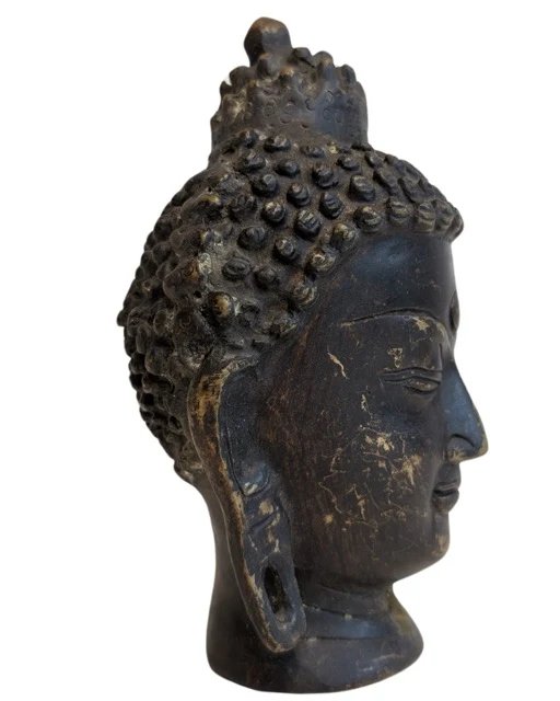 Antigua cabeza de Buda de bronce de la región del Himalaya – Esculturas, Bronze (photo 3 of 17)