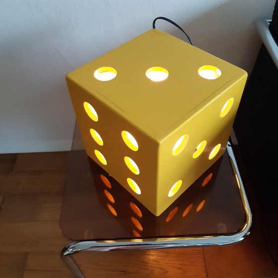 Image 1 of Lampada a dadi in legno vintage, fatta a mano, pezzo unico, anni '60