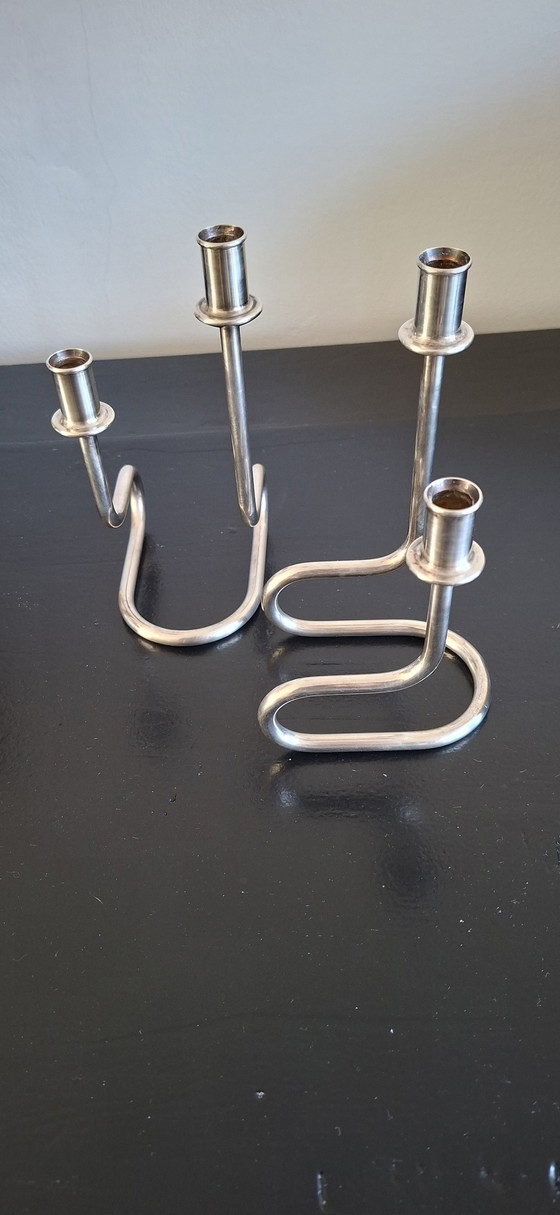 Image 1 of Candelabros italianos antiguos chapados en plata.