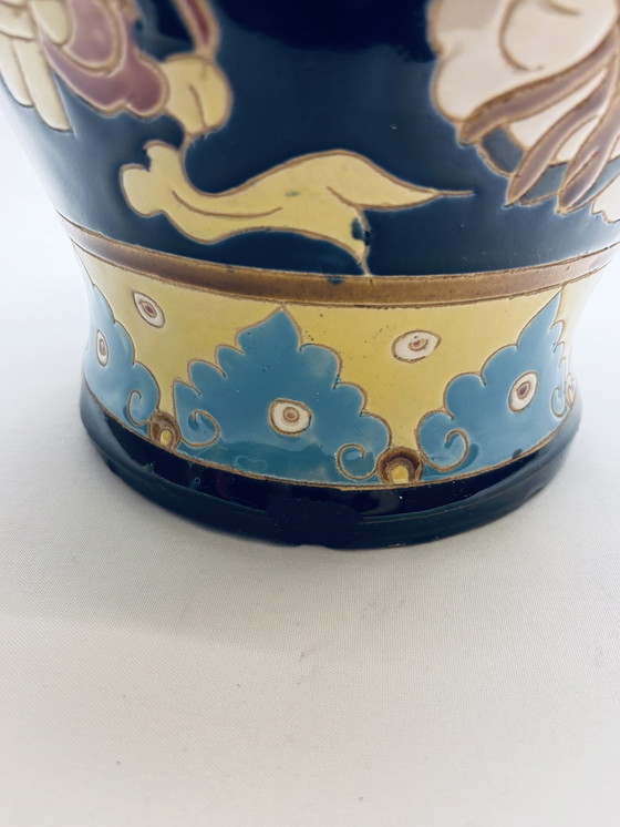 Image 1 of Grande vaso vintage in stile cloisonné - dipinto a mano - 50 cm - ottimo in