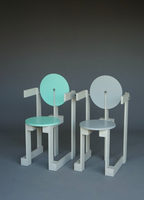 Image 1 of Rare pair of 'Plakhout' Side Chairs by Henk Lampe. 1979