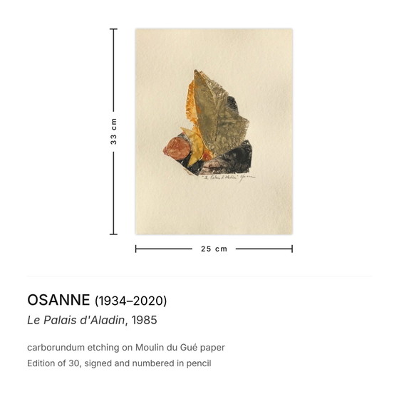 Image 1 of OSANNE Le Palais d'Aladin Grabado al carborundo firmado 1985