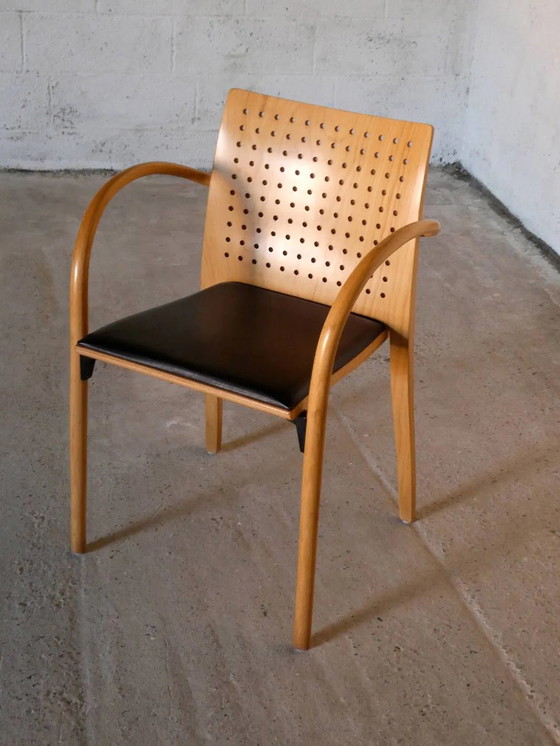set of 6 chairs 290F by Wulf Schneider for Thonet, 1990 – Dining chairs, Leather, Wood, Design (photo 4 of 8)