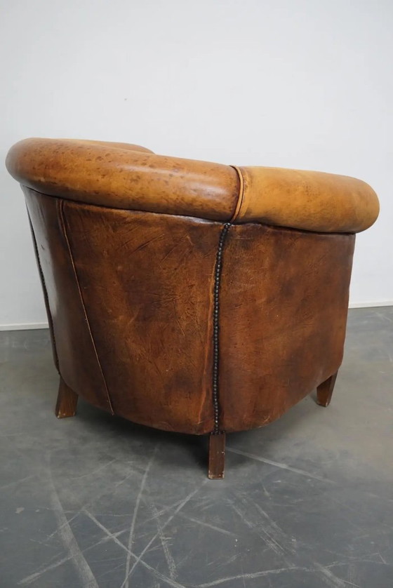 Image 1 of Poltrona vintage da club olandese in pelle color cognac