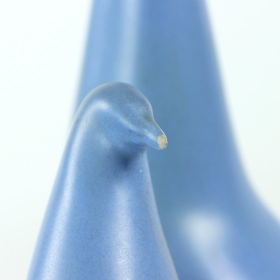 Image 1 of Scultura in ceramica di due colombe blu, Keramia, anni &#39;60