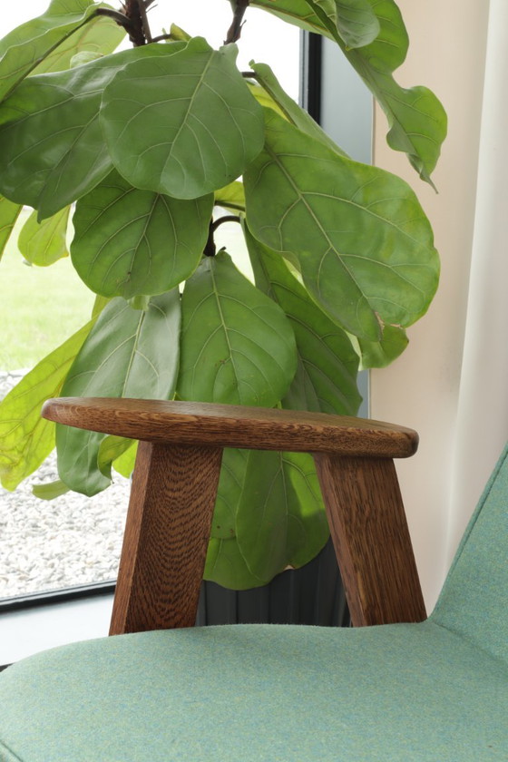 Vintage Lounge Chair Green Team Wool Oak Wood – Armchairs (photo 11 of 12)
