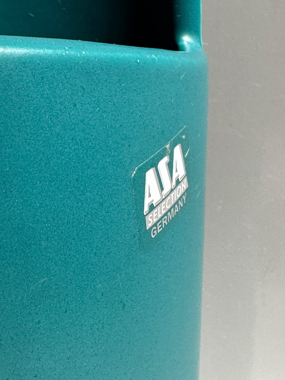 Image 1 of Vintage Turquoise ASA Vase Flower Vase Ceramic Memphis Milano 90s 1990s 1990s Germany Almond Elypse