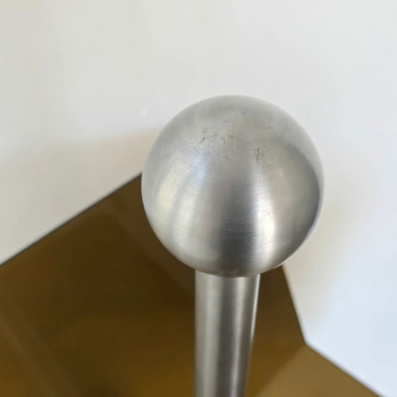 Image 1 of PORTE-REVUES VINTAGE 1970 EN ACIER BROSSE & PLEXIGLAS 70S SPACE AGE POP 1970S