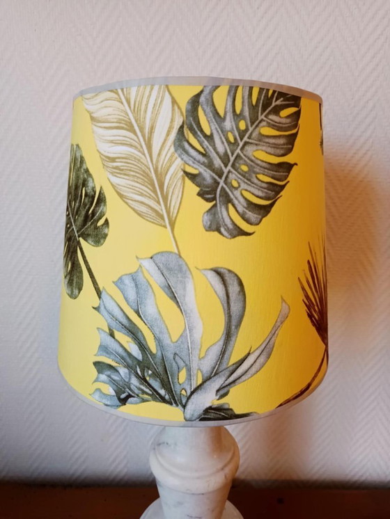 Image 1 of Marmorlampe und maßgefertigter Lampenschirm