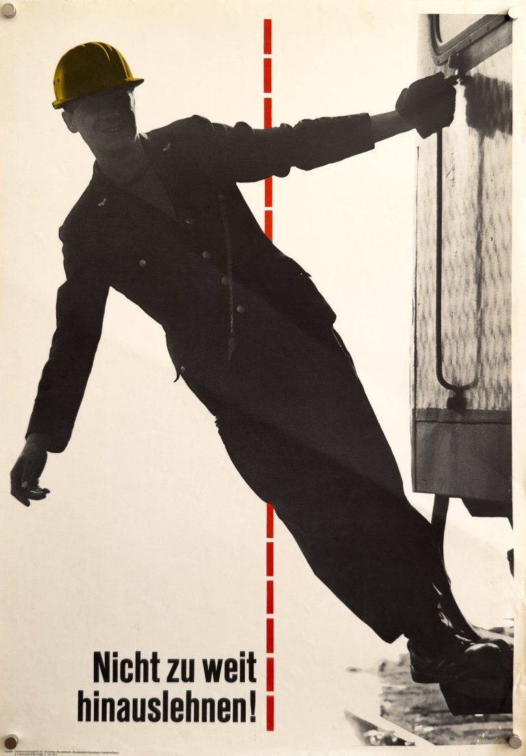 🚆 Nicht zu weit hinauslehnen – 1966 – Original A2 Safety Poster