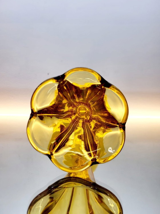 Image 1 of Val Saint Lambert Art deco Vase, Luxval Serie Modell Américain, bernsteinfarben, Belgien
