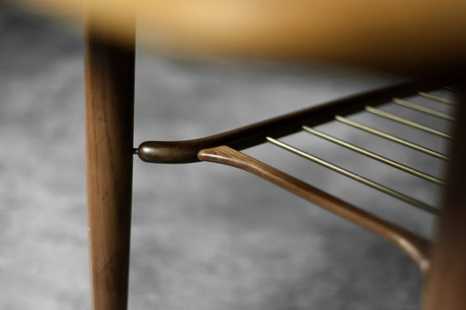 Low Mid-Century Danish Modern Teak Hyggebord 55 Coffee Table with shelf from Gorm Møbler, 1956