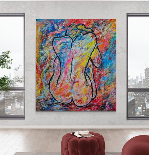 She In A Colorful World – schilderijen tekeningen, Canvas