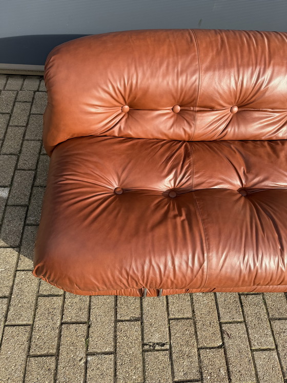 Image 1 of Cassina Soriana original de los años 70 de 4 plazas + 2x1 plazas Tobia & Afra Scarpa en cuero coñac