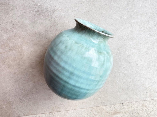 Vintage türkisfarbene Keramikvase von Wim Visser für Sphinx