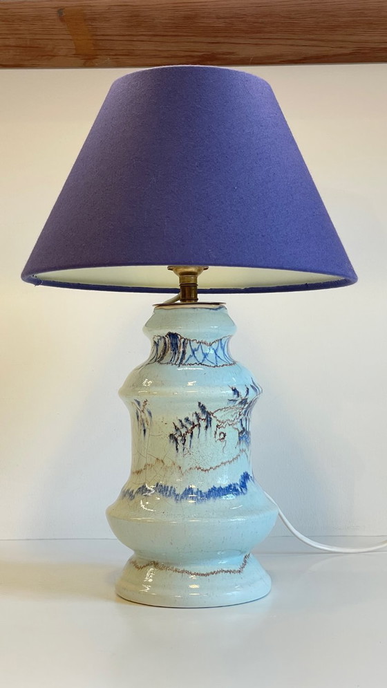 Image 1 of Lampada vintage in ceramica blu chic