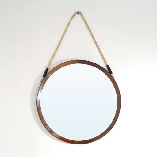 Round teak wall mirror, 1960s
