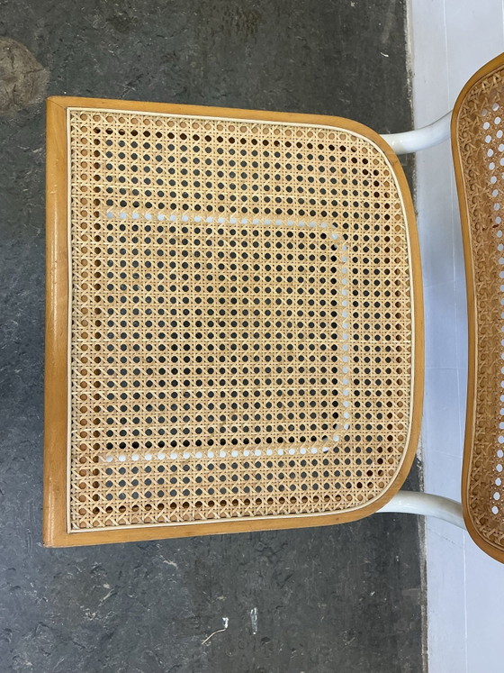 1x Chaise Vintage Cesca Breuer, Chaises de salle à manger, Bois, Métal, Blanc (photo 11 sur 11)
