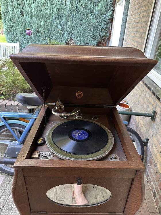Image 1 of Antiker Plattenspieler/Grammophon inkl. Schallplattensammlung