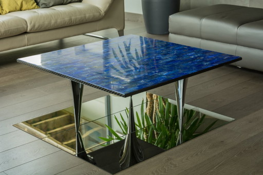 Table basse FINS - Agate Bleue & Carbone