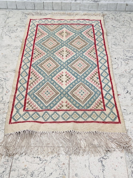 Handmade vintage Tunisian rug