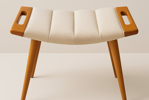 Ottoman danois vintage dans le style de Hans J. Wegner - 1960s, Reupholstered