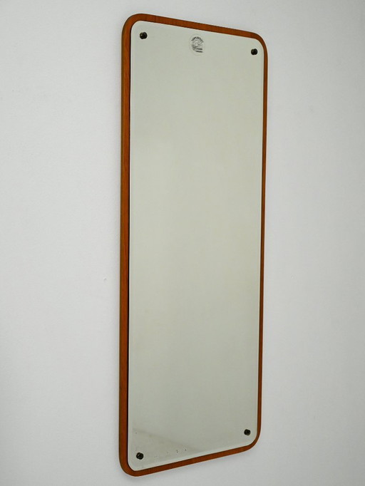 Scandinavische rechthoekige teakhouten spiegel