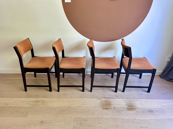 Image 1 of Vintage Wengé Hout Deens Design Eetkamerstoelen 4 Stuks