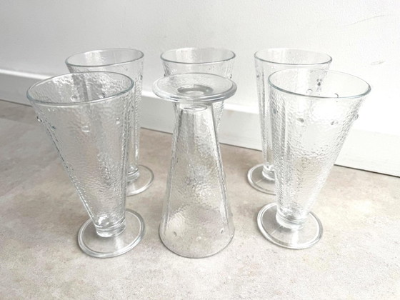 1x Set of 6 Vintage Glass Ice Cream Coupes – Glass & Decanter (photo 2 of 7)