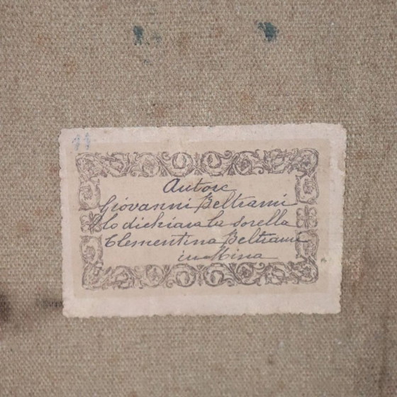 Image 1 of Ritratto di giovane donna con cappello, olio su tela, Italia, fine XIX secolo.