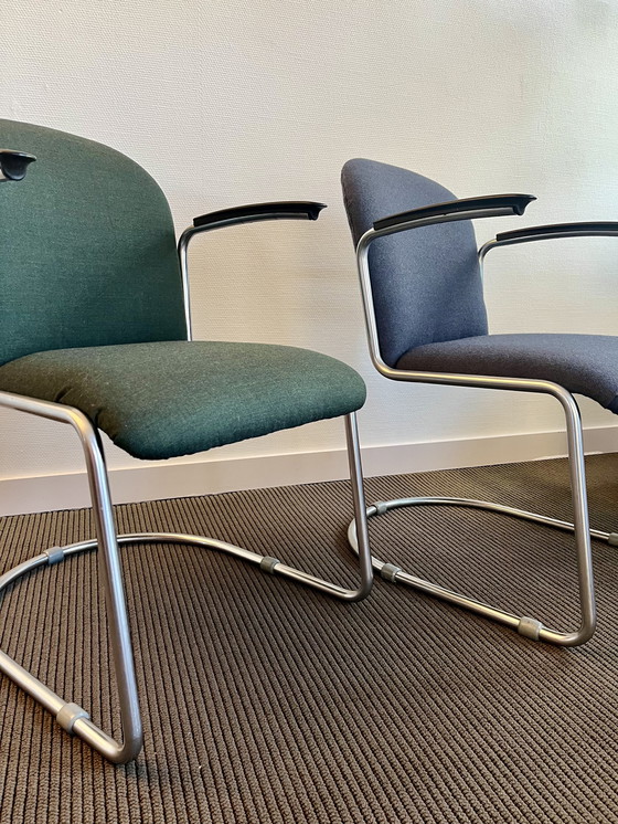 Image 1 of 2 sedie Gispen 413 - verde e blu (rivestite)