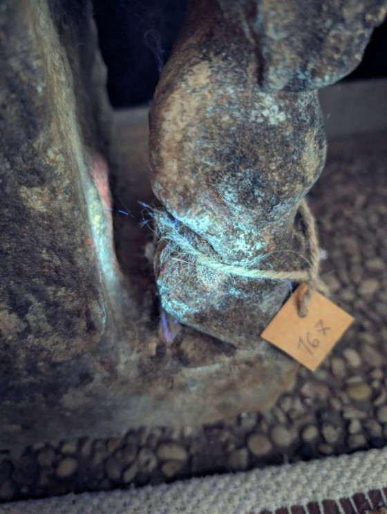 Image 1 of Large Himalayan limestone Buddha stele with naga and temple relief