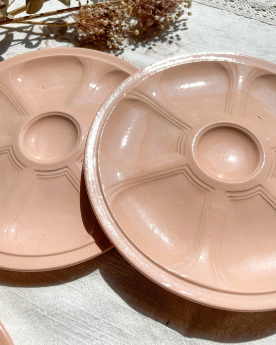6 Piatti da Ostriche in Porcellana Rosa Digoin Sarreguemines – Stoviglie (photo 5 of 8)