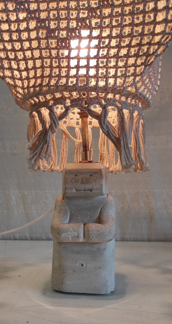 Image 1 of Table lamp with a limestone statuette - mid-20th century