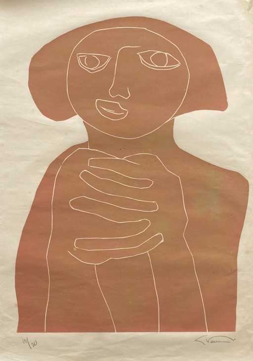 Libbe Venema - Linogravure vintage - années 1970/80