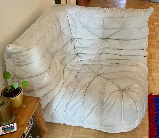 Togo Ligne Roset -  wit leer (zeldzaam) - ORIGINAL