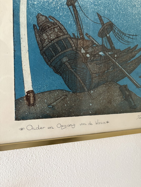Image 1 of Zeldzaam tweeluik – “Onder en Opgang van de Wasa” – gesigneerde ets/aquatint (1980)