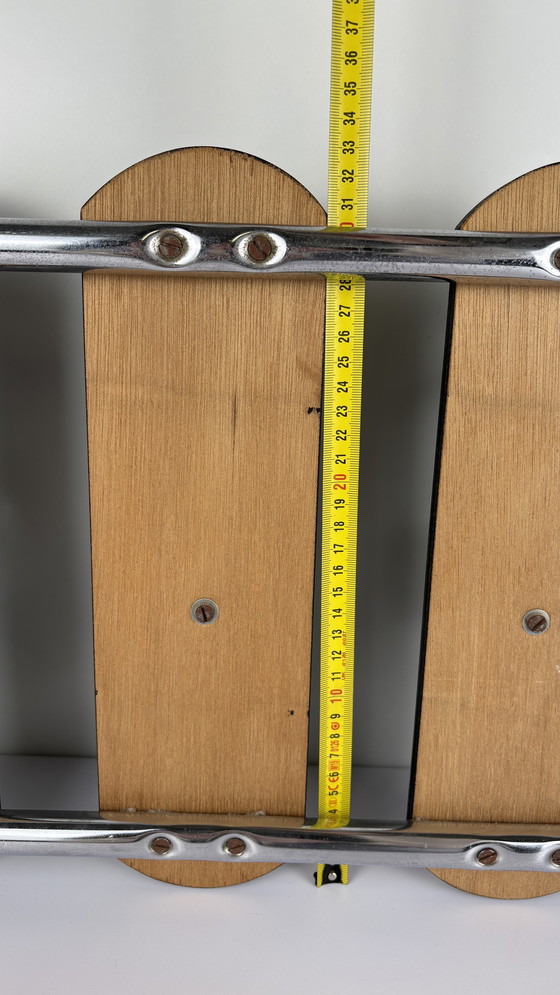 Image 1 of Appendiabiti da parete vintage anni Settanta in legno cromato e sfere argentate