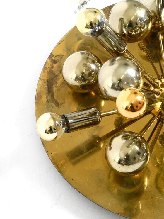 Image 1 of Original 1970s large Cosack Sputnik Space Age ceiling lamp in brass color