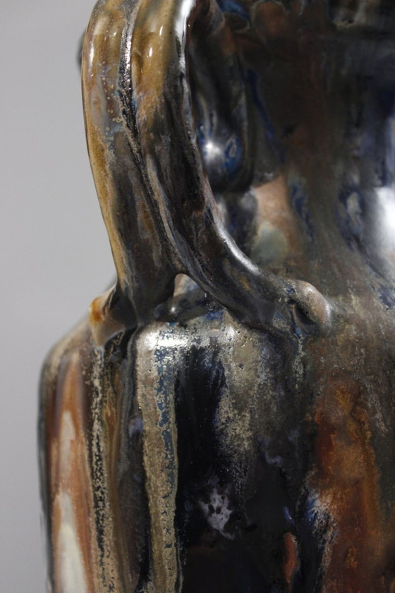 Image 1 of Amphora vase in art deco stoneware Poteries Renault Argent-sur-Sauldre (Cher) circa 1930