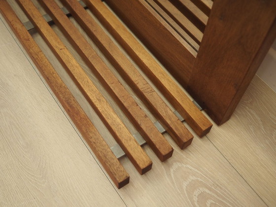 Specchio danese in mogano massiccio con ripiano a doghe, anni '70 – Legno (photo 9 of 14)