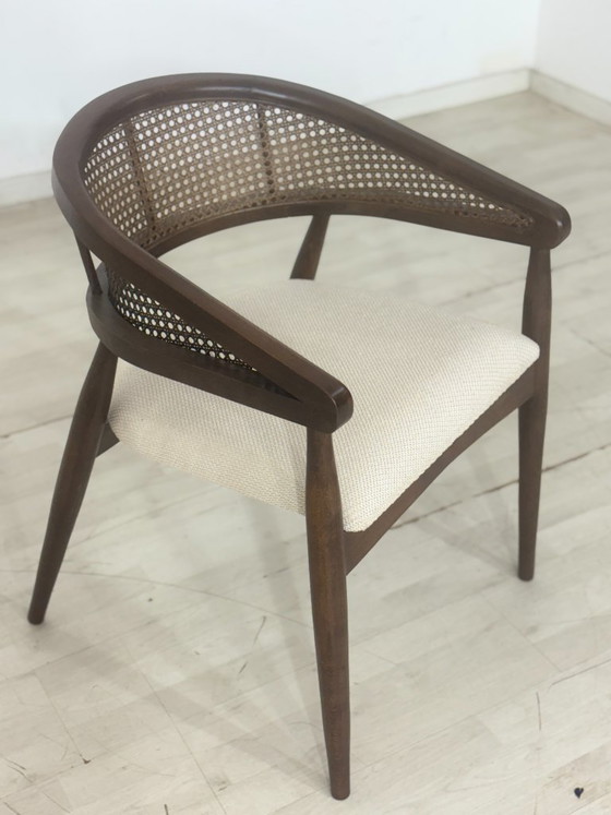Retro vintage armchair with wickerwork / chair / living room chair / retro armchair – Dining chairs, Wood (photo 2 of 7)
