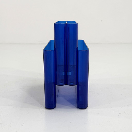 Lucite Blue Magazine Rack by Giotto Stoppino for Kartell, 1970s