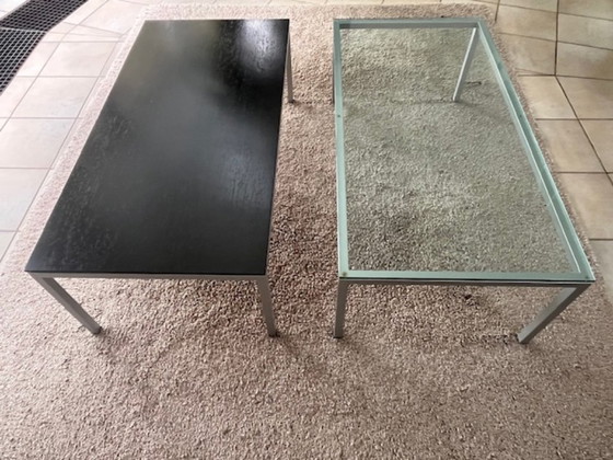 Läsko Classic coffee tables, frame in RAL Alu 9006 and top in Wenge and clear glass – Läsko Lämmie GmbH, Metal (photo 3 of 5)